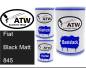 Preview: Fiat, Black Matt, 845: 500ml Lackdose + 500ml Klarlack + 250ml Härter - Set, von ATW Autoteile West.